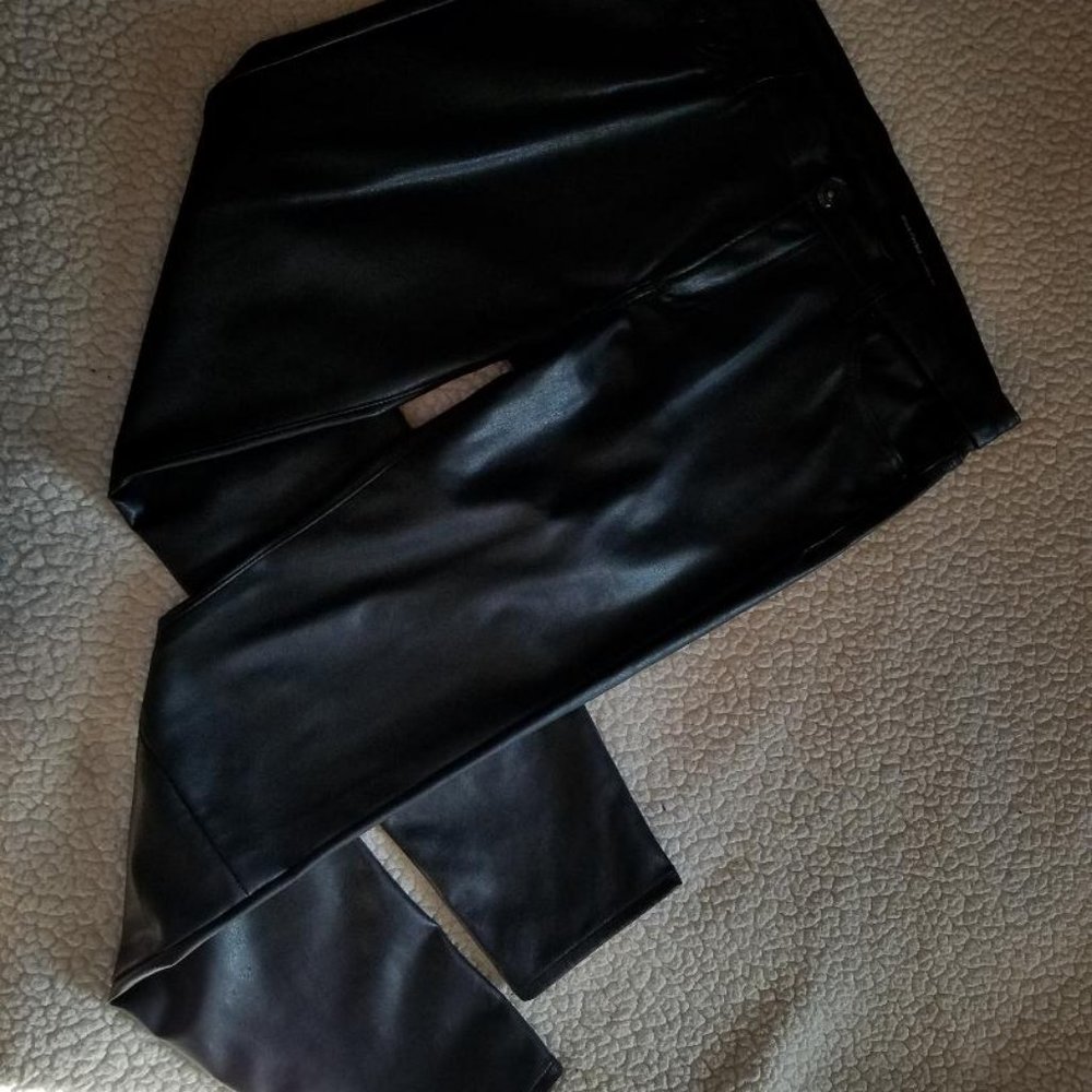 Black Poly "Leather" Type Pants